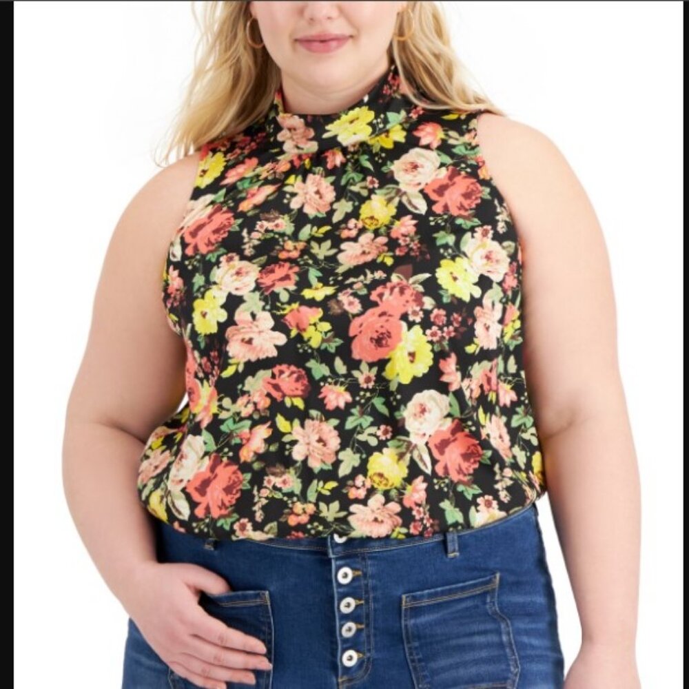 NWT INC Nabi Garden Tie Neck Floral Top 1X